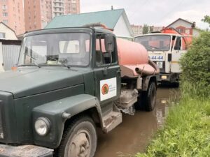 Ликвидация последствий аварийной ситуации в Энгельсе. Осушение затопленных территорий